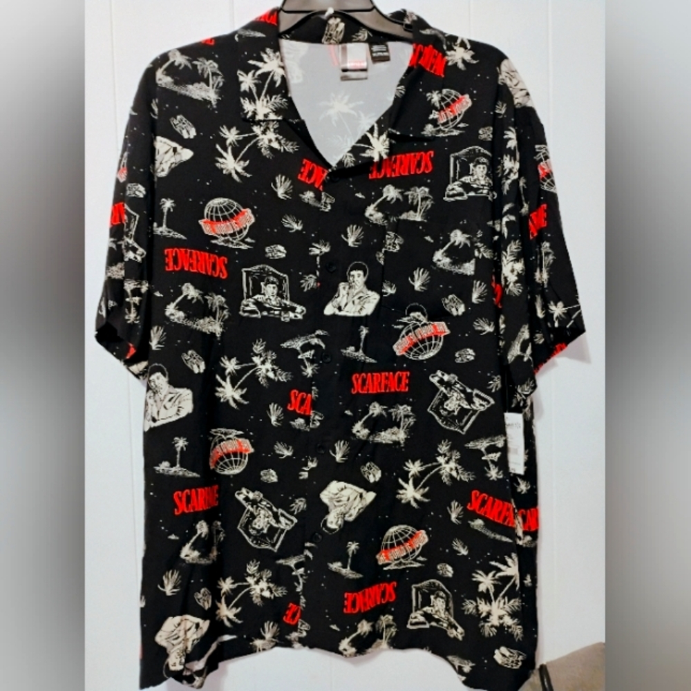 Scarface Rayon Button down Short Sleeve Shirt